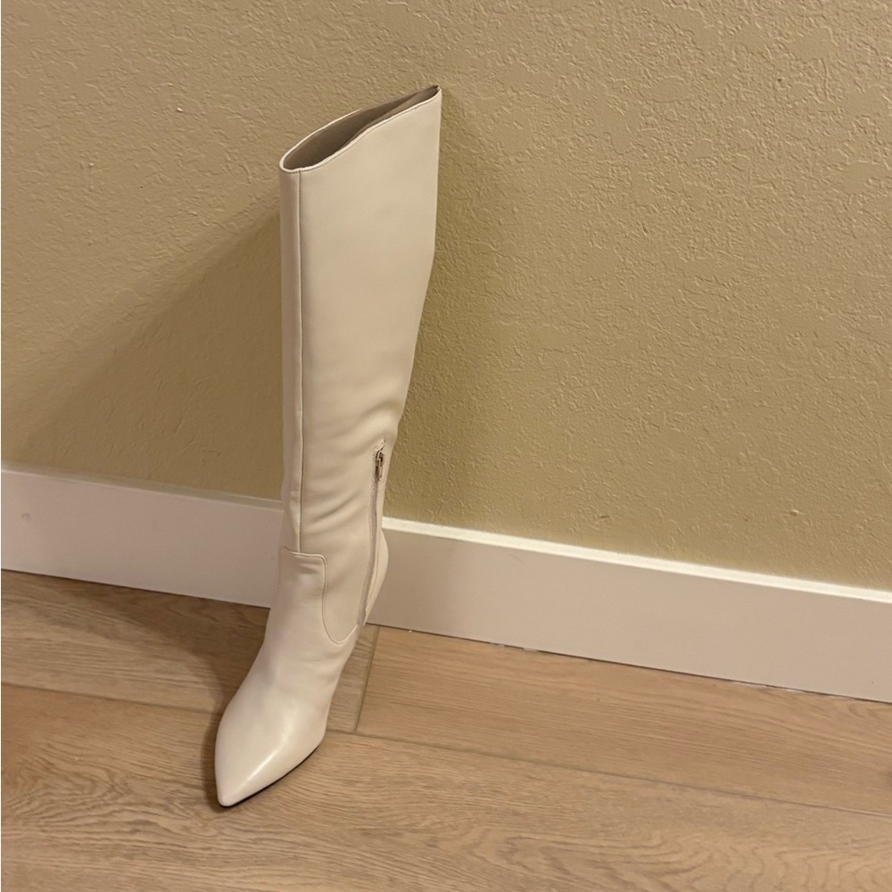 Nine West White Heeled Wide Calf Boots - Picture 2 of 2